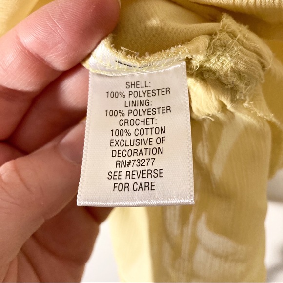 Apt 9 Blouse White Lace Bib Yellow Drawstring Peplum Top Large EUC - Picture 7 of 8